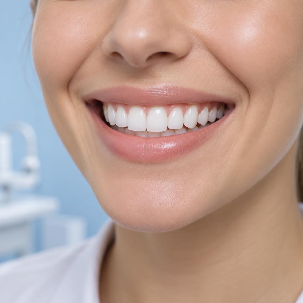 Sorriso bonito com dentes alinhados